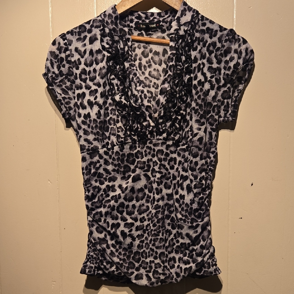 HeartSoul Wild Print Ruffle Blouse